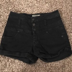Black denim high waisted shorts